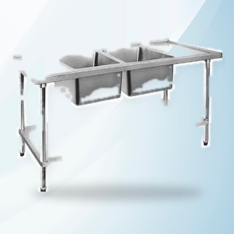 AMING standardized product image - 1800-7-DSBL Economic 304 Grade SS Left Double Sink Bench 1800x700x900 with two 610x400x250 sinks