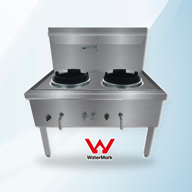 AMING standardized product image - WW-2NC Stainless Steel Waterless Nature Gas Double Wok Chimney Burner