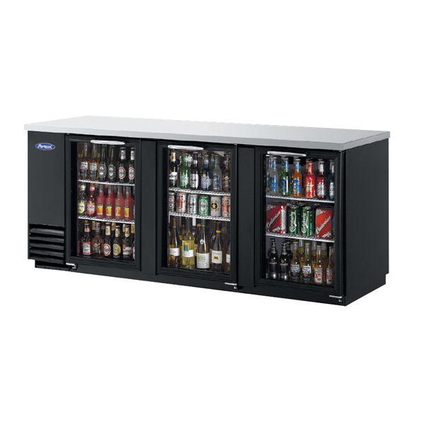 BACK BAR COOLER WITH GLASS DOOR BLACK MBB90