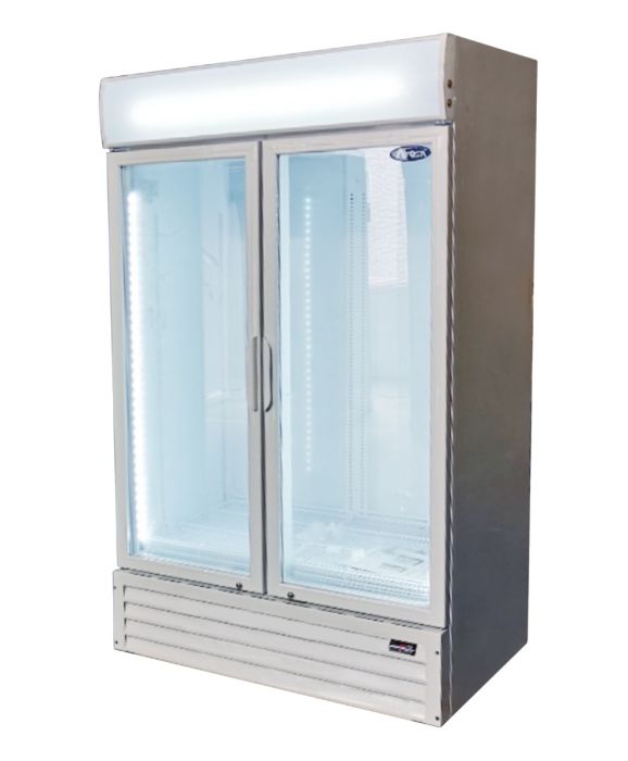 DOUBLE GLASS DOOR MOUNTED FRIDGE WHITE P1000WB-W