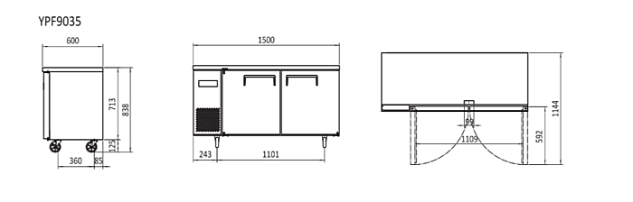 UNDERCOUNTER FREEZER 1500 MM YPF9035