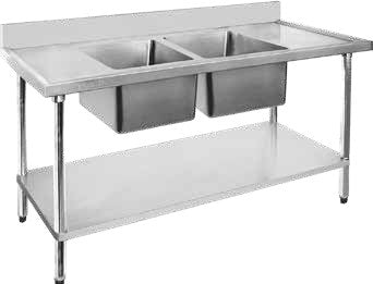 1800-7-DSBR Economic 304 Grade SS Right Double Sink Bench 1800x700x900 with two 610x400x250 sinks