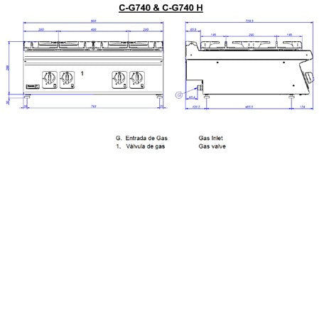 Fagor Kore 700 Series Bench Top 4 Gas Burners - C-G740H