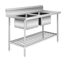 DSB7-2400C/A Double Centre Sink Bench with Pot Undershelf