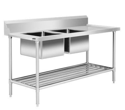 DSBD7-1800L/A Left Inlet Double Sink Dishwasher Bench