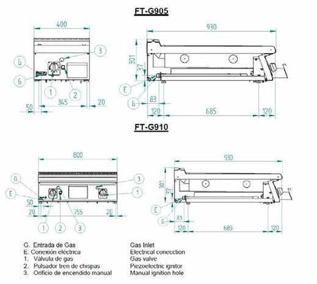 Fagor Kore 900 Series Gas Fry Top - FT-G910L