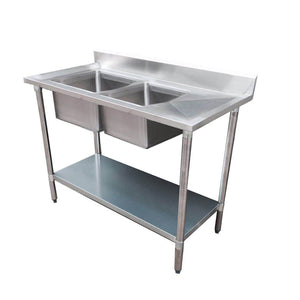 Economic 304 Grade Stainless Steel Double Sink Benches 700mm Deep