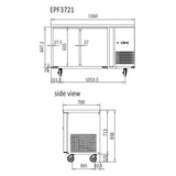 玻璃 2 门冷藏冰箱桌 1360 毫米 EPF3721