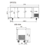 玻璃三门冷藏冰箱桌 1795 毫米 EPF3731