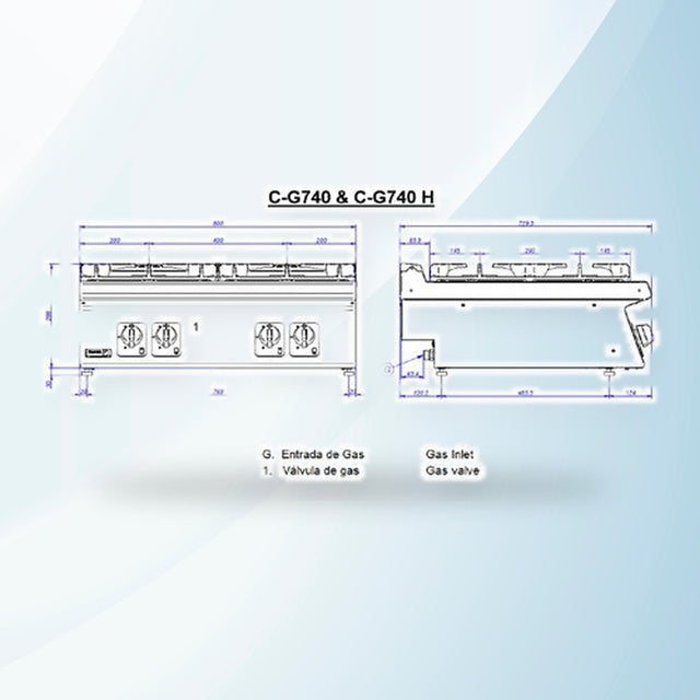 AMING standardized product image - Fagor Kore 700 Series Bench Top 6 Gas Burners - C-G760H