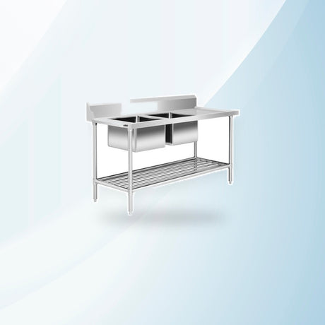 AMING standardized product image - DSBD7-1800L/A Left Inlet Double Sink Dishwasher Bench