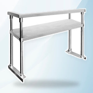 Double Tier Workbench Flat Feet Overshelf 750mm High