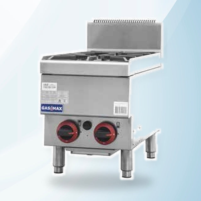 AMING standardized product image - GASMAX Benchtop LPG 2 Burner Cooktop w/ Splashback - JUS-TR-2BLPG
