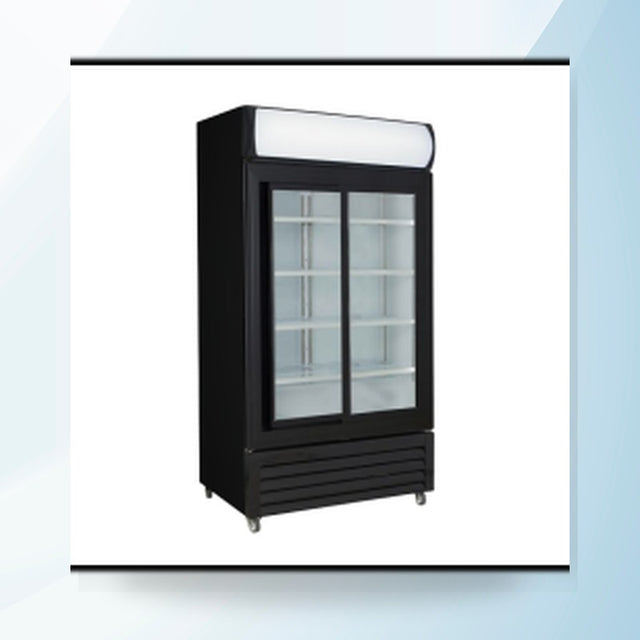 AMING standardized product image - Thermaster Two Sliding Glass Door Colourbond Upright Drink Fridge Black LG-1000SDBP