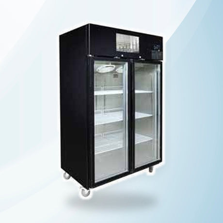 AMING standardized product image - Single glass door upright freezer black stainless steel - SUFG500B