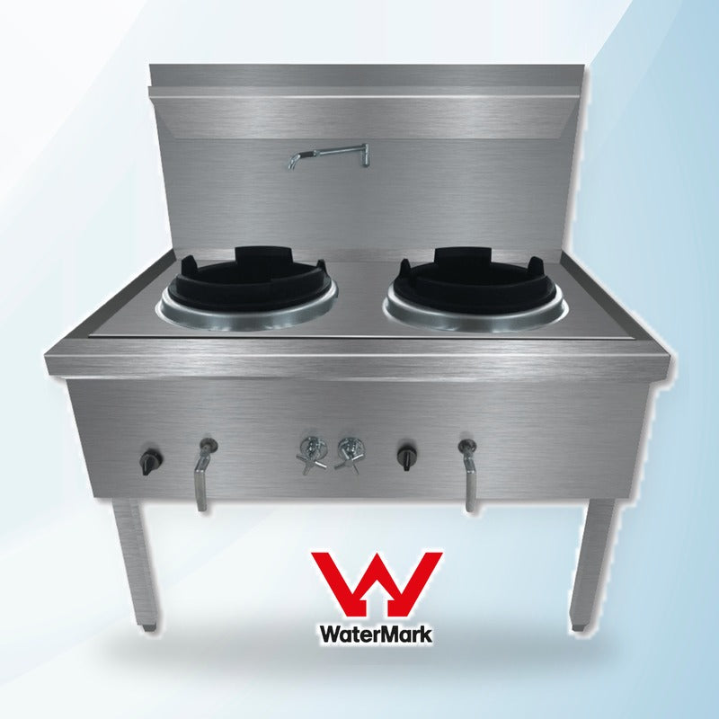 AMING standardized product image - WW-2NC Stainless Steel Waterless Nature Gas Double Wok Chimney Burner