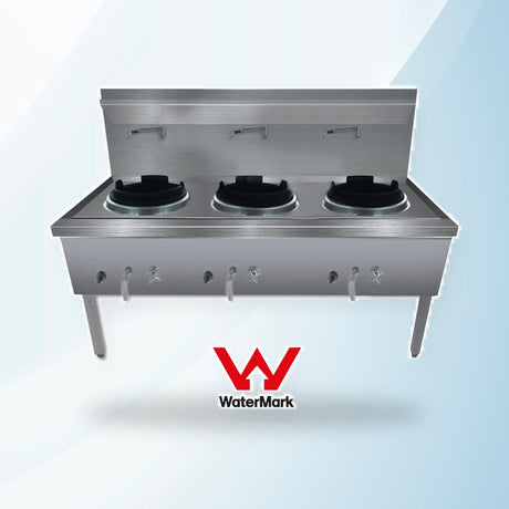 AMING standardized product image - WW-3LC Stainless Steel Waterless LPG Triple Wok Chimney Burner