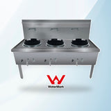 AMING standardized product image - WW-3NC Stainless Steel Waterless Nature Gas Triple Wok Chimney Burner