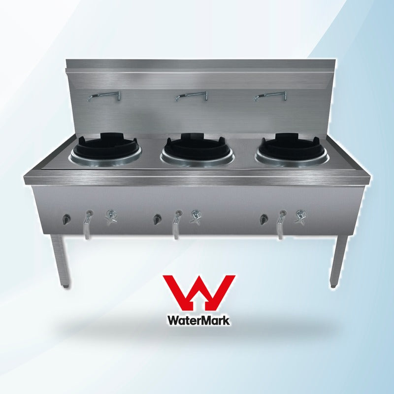 AMING standardized product image - WW-3NC Stainless Steel Waterless Nature Gas Triple Wok Chimney Burner