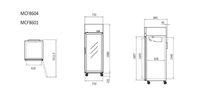 顶装式单门冷冻展示柜 730 毫米 MCF8601