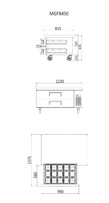CHEF BASE 2 抽屉 1230 毫米冰箱 MGF8450