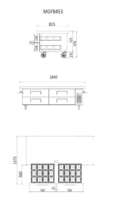 CHEF BASE 4 抽屉 1840 毫米冰箱 MGF8453
