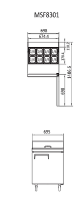 单门三明治准备台冰箱 698 毫米 MSF8301