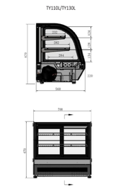 COUNTERTOP ROUND CASE SHOWCASE 700 MM FRIDGE TY110L