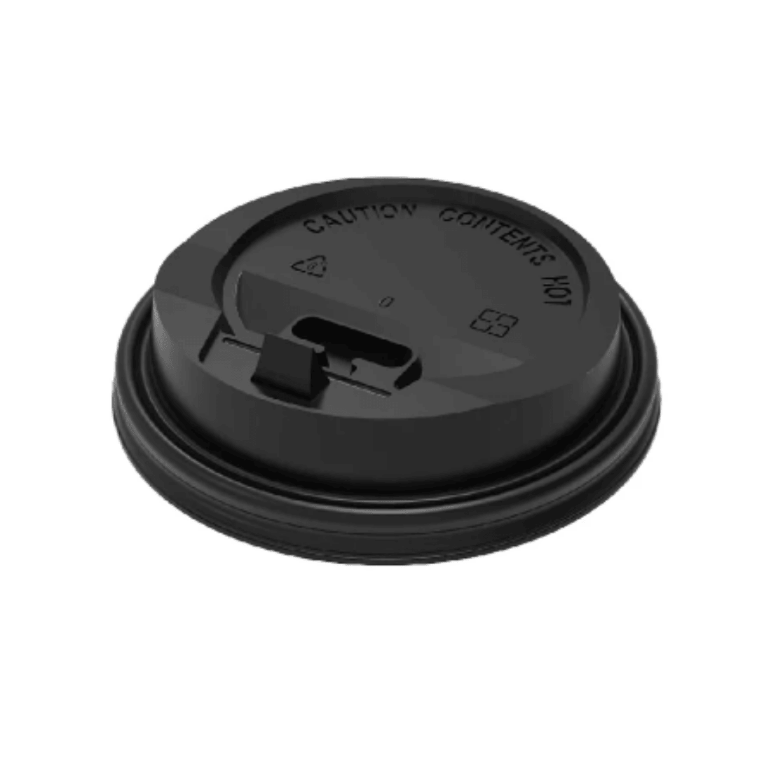 PakMax BLACK 90mm PS Plastic Coffee Cup Enclosure Lid (PSEL-90BK-LID) — Carton of 1000
