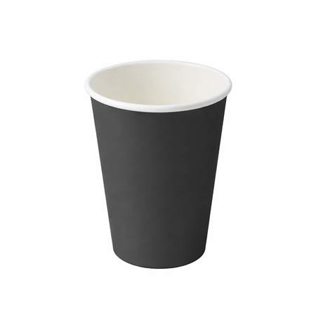 PakMax BLACK 12oz Single Layer Hot Paper Cup (SLHPC-90-12BK) — Carton of 1000