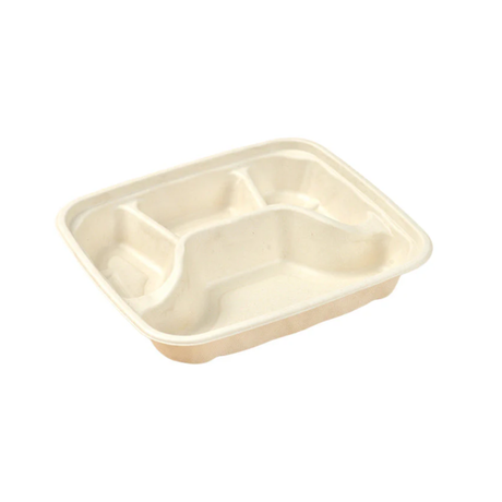 PakMax Sugarcane Small 4-Compartment Food Container (FC-41-S) — Carton of 300