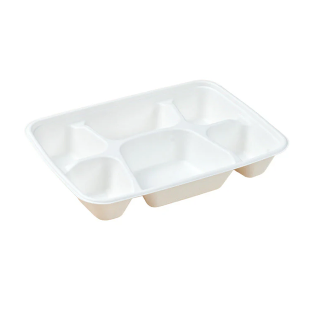 PakMax Sugarcane 6-Compartment Lunch Tray (LT-61) — Carton of 300