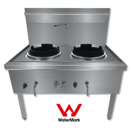 WW-2NC Stainless Steel Waterless Nature Gas Double Wok Chimney Burner