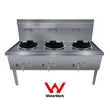 WW-3LC Stainless Steel Waterless LPG Triple Wok Chimney Burner