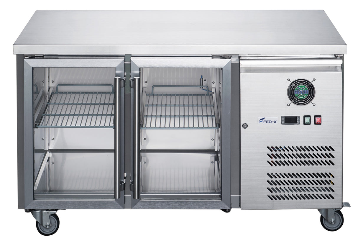 FED-X Two Glass Door Bench Fridge - XUB7C13G2V