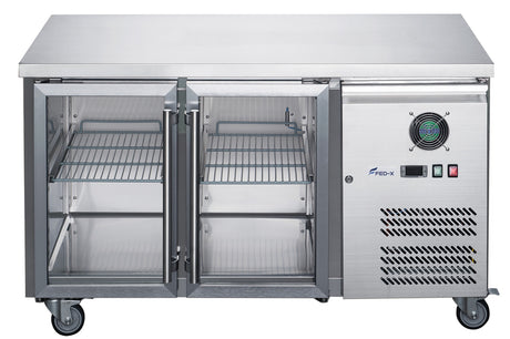 FED-X Two Glass Door Bench Fridge - XUB7C13G2V
