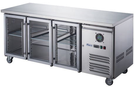 FED-X Three Glass Door Bench Fridge - XUB7C18G3V