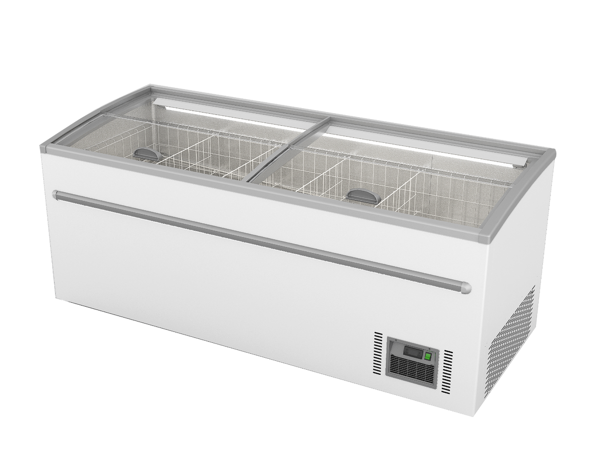ZCD-L210S Supermarket Island Dual Temperature Freezer & Chiller‌ with Glass Sliding Lids